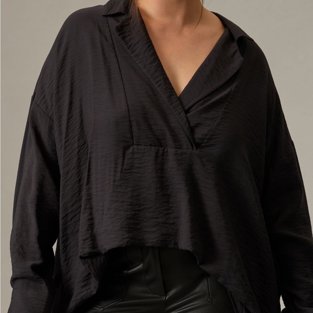 Anthropologie The Dylon Long-Sleeve Wide-Placket Top